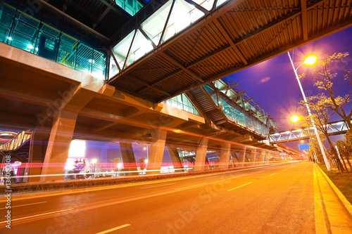 City road surface floor with viaduct bridge