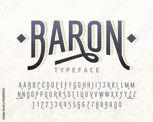 Linear letters and numbers. Decorative typeface