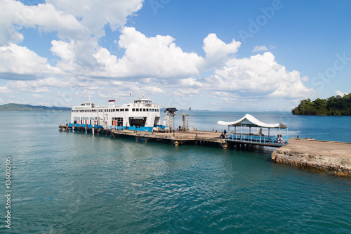 Sea passenger port , ferryboat at koh chang , Thailand. photo