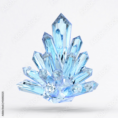 Blue Crystal isolated on white background ,3d photo