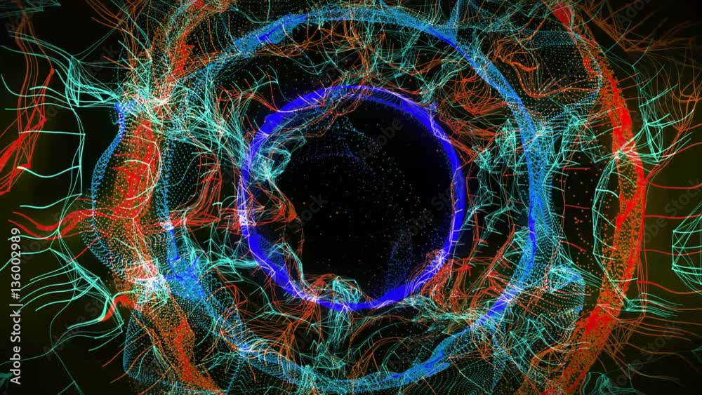 Seamless colorful abstract animation hole path in particle light element background texture pattern. Space wormhole tunnle path used for screen saver decoration or hypnotizing therapy in 4k ultra HD
