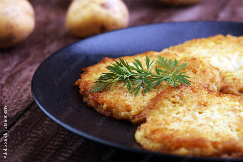 Potato Pancake on a wooden table