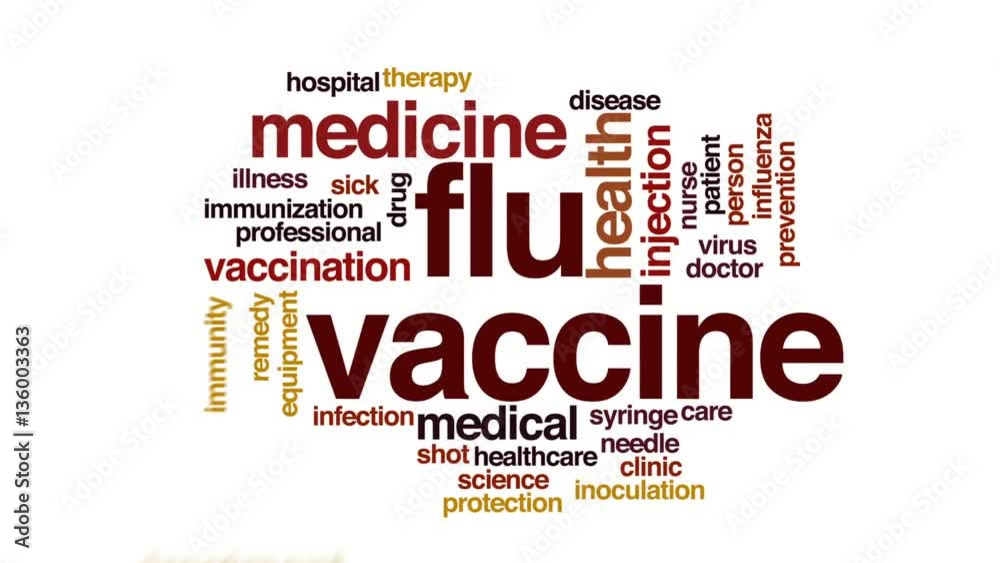 Flu vaccine animated word cloud, text design animation. Flu vaccine animated word cloud, text design animation.