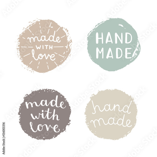 Set of hand made badges. Vector hand drawn illustration