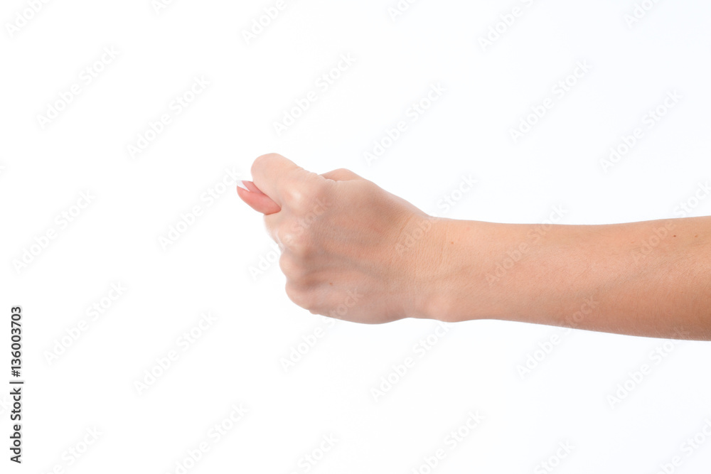female hand showing the gesture producing female hand showing the gesture producing