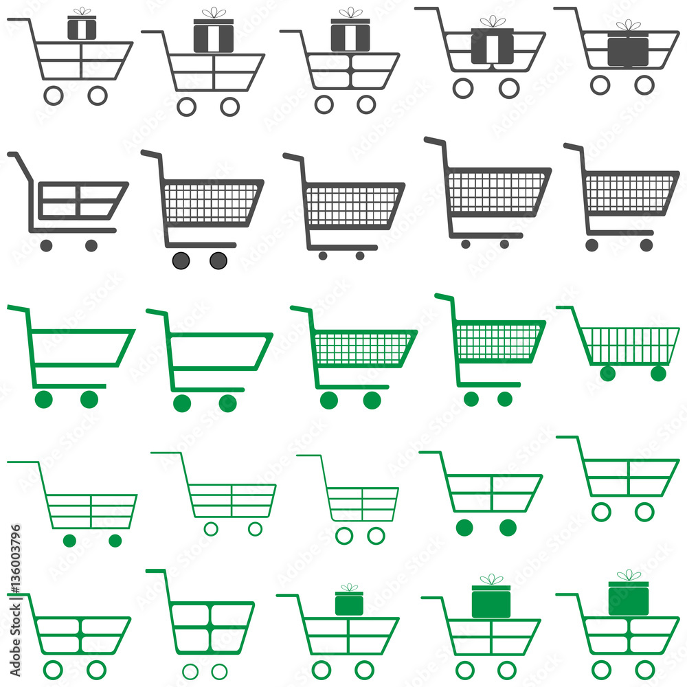 Grey and green carts -  icons.