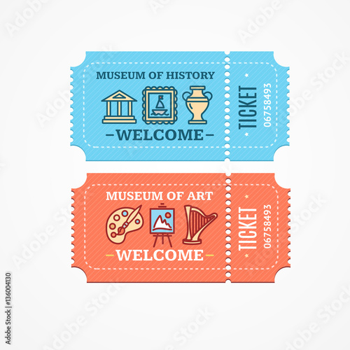 Museum Tickets Set. Vector