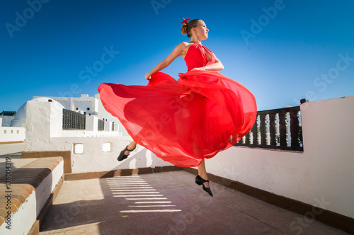 Flamenco dancer leaping