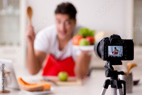 Food blogger working in the kitchen