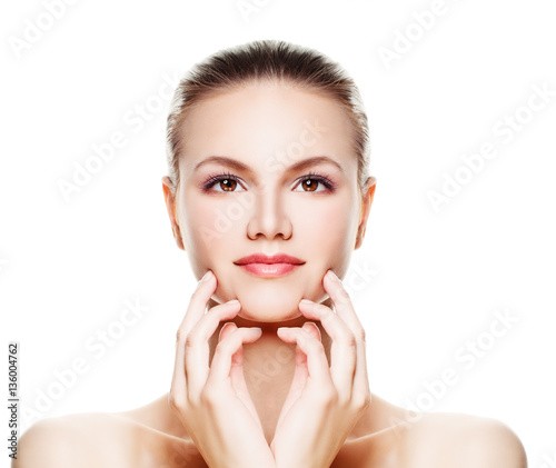 Skincare Concept. Spa Woman with Healthy Skin Isolated on White