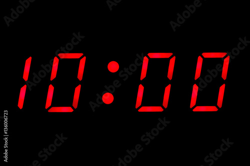 Digital clock display showing ten o'clock