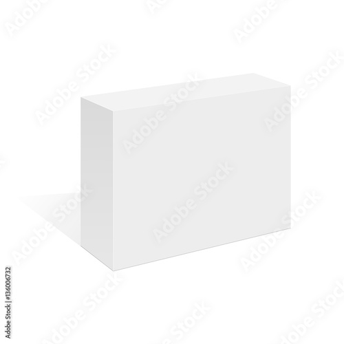 White rectangular box isolated. Mockup for design. Vector illustration.