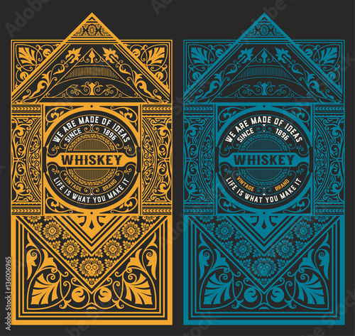 Vintage design set for whiskey packing
