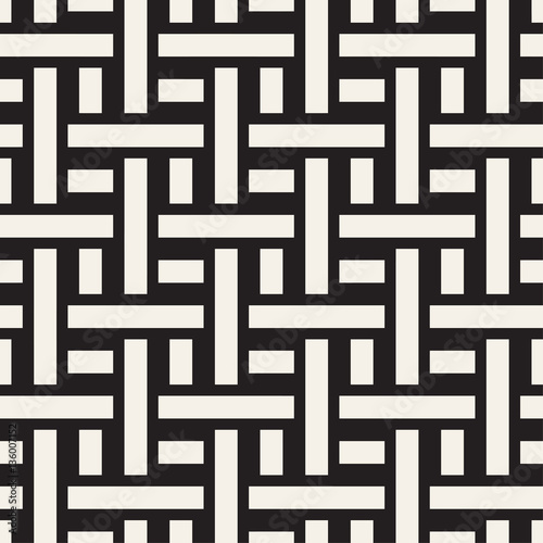 Trendy monochrome twill weave. Vector Seamless Black and White Pattern.