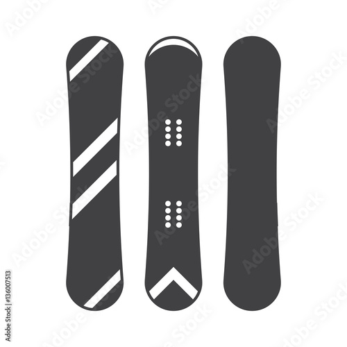 Obraz na płótnie Snowboard icon in outline design. Snow boards deck vector silhouette illustration. w salonie