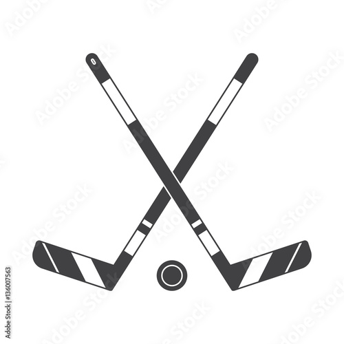 Photography Crossed hockey sticks and puck vector illustration