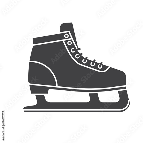 Figure ice skating shoes outline icon isolated on white background. Ice-skates silhouette vector illustration.