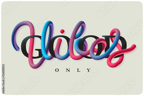 Vector lettering. Motivational quote "Good Vibes Only" composition made of glossy colorful letters.