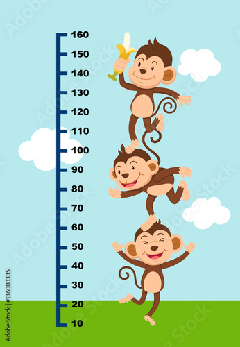 Meter wall with monkey.illustration.