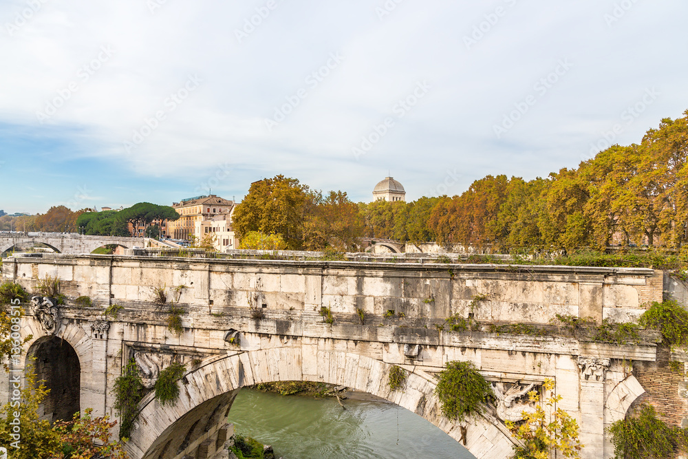 Rome. Italy. Ruins of the Emilio - most old bridge in Rome 