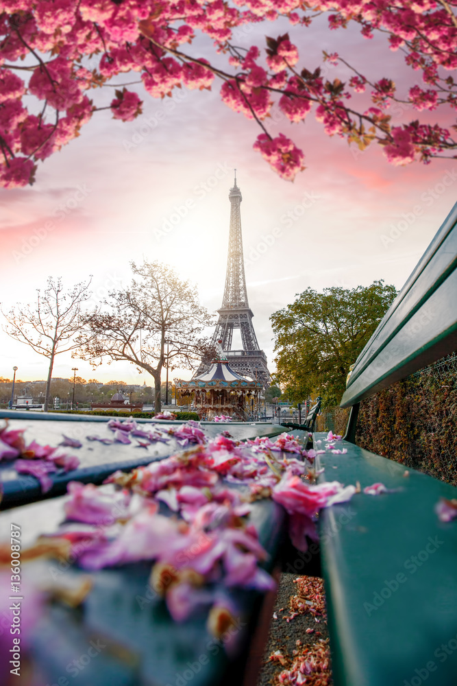 Fototapeta premium Eiffel Tower during spring time in Paris, France