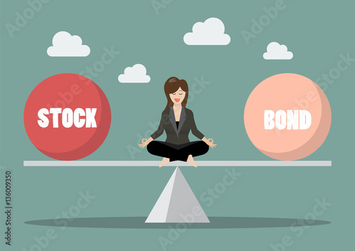 Business woman rebalancing portfolio