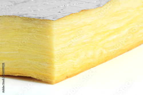 Billede på lærred Glass Wool Heat Insulation with Foil Sheet