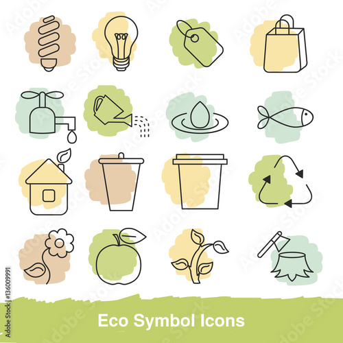 Set of eco line icons