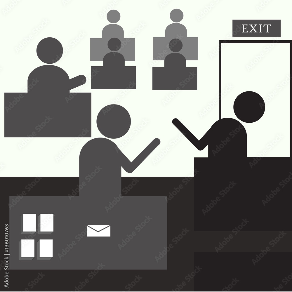 vector scene of goodbye from employee in office vector scene of goodbye from employee in office