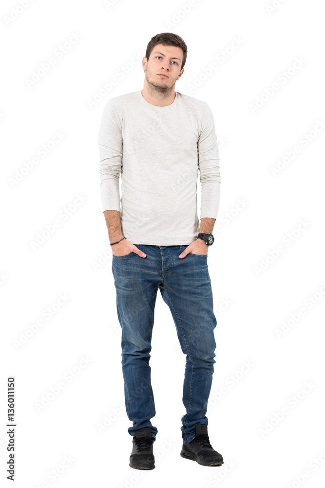 Guy wearing jeans outlet
