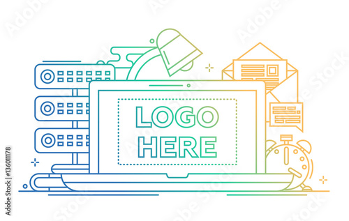 Work Place - line design illustration with copyspace for Logo