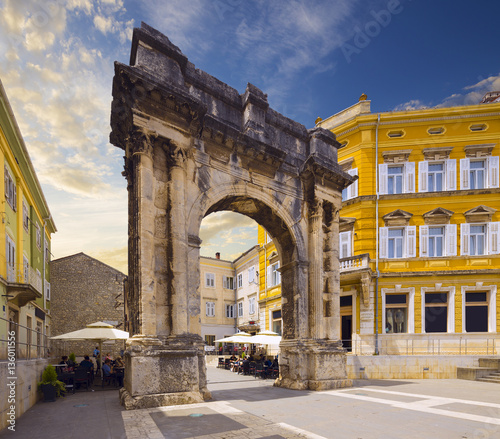 Triumphal arch of Sergius in Pula, Croatia. photo