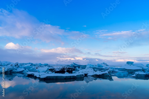 Blue Icebergs in Glacier Lagoon  Jokulsarlon  Iceland
