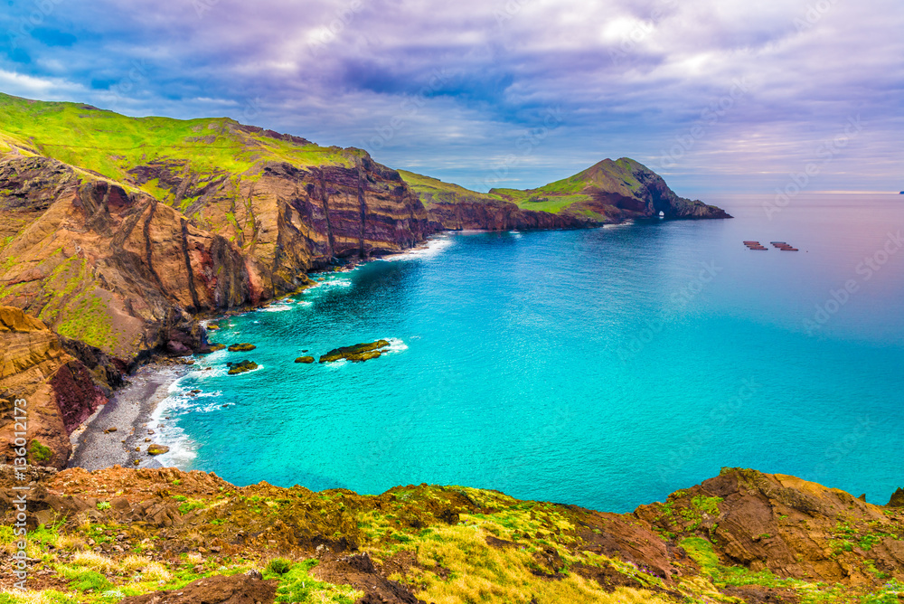 Wild beach at Ponta de Sao Lourenco, Madeira islands, Portugal