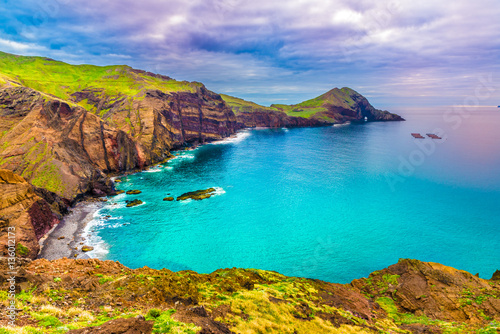 Fototapeta Naklejka Na Ścianę i Meble -  Wild beach at Ponta de Sao Lourenco, Madeira islands, Portugal