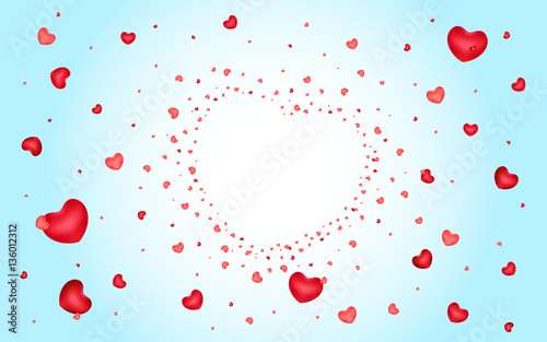 Abstract background of hearts on light blue