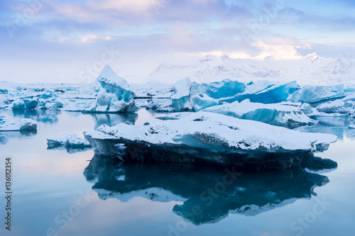 Blue Icebergs in Glacier Lagoon, Jokulsarlon, Iceland