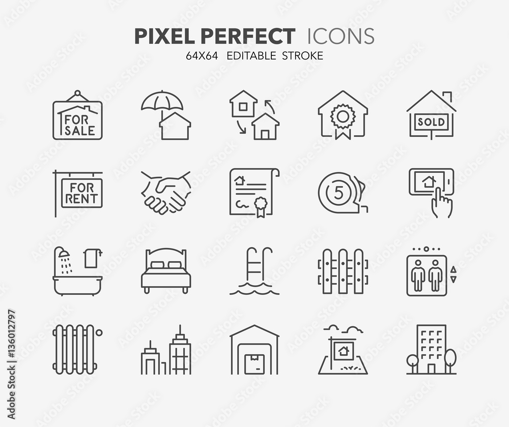 real estate and homes thin line icons 2 real estate and homes thin line icons 2