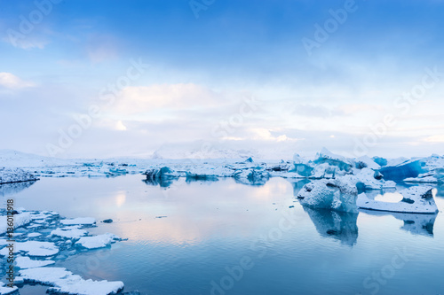 Blue Icebergs in Glacier Lagoon, Jokulsarlon, Iceland