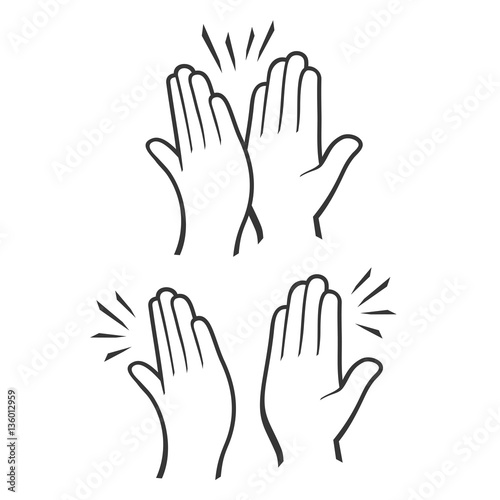 Two Hands Giving a High Five Icons Set. Vector
