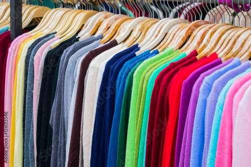  shirt color Variety of clothes hanging