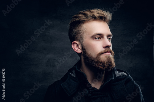 Portrait of bearded stylish young male.