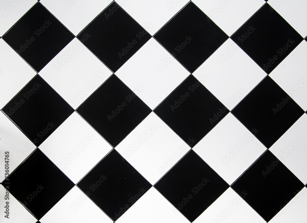 Black and white tile for background and texture Black and white tile for background and texture