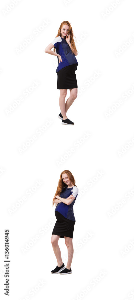 Pregnant woman in composite image isolated on white Pregnant woman in composite image isolated on white