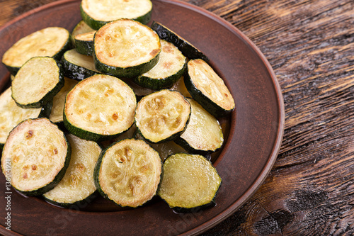 Fried zucchini on the plate