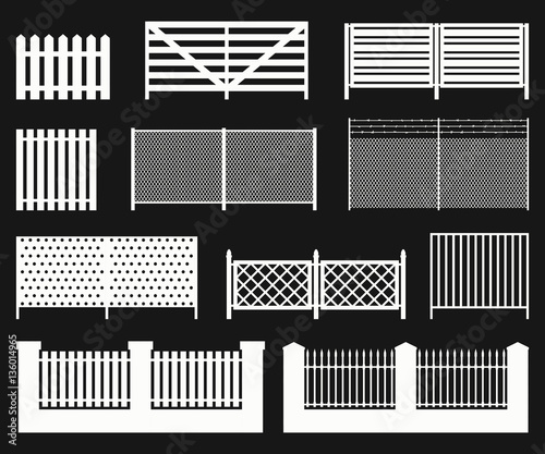 Silhouettes of fences.