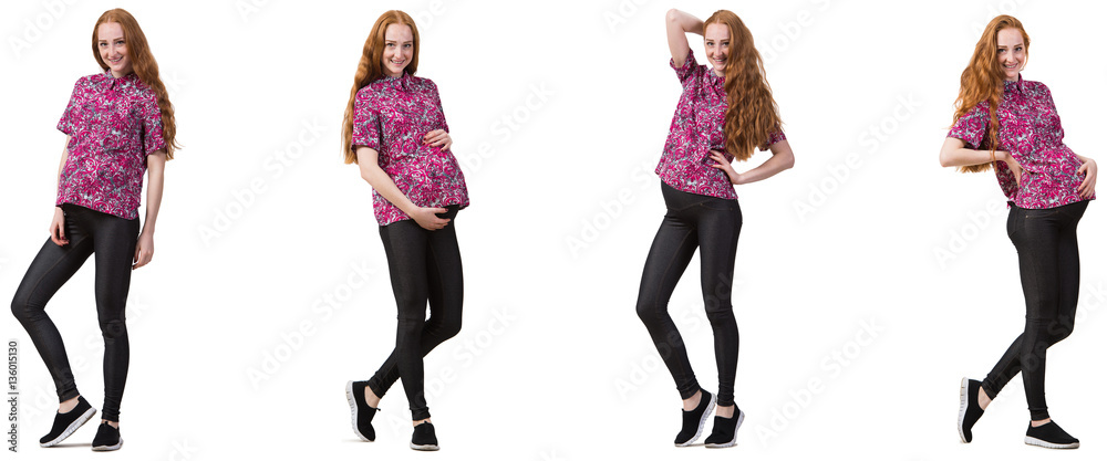Pregnant woman in composite image isolated on white Pregnant woman in composite image isolated on white