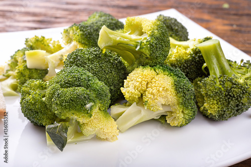 Boiled broccoli on a plate