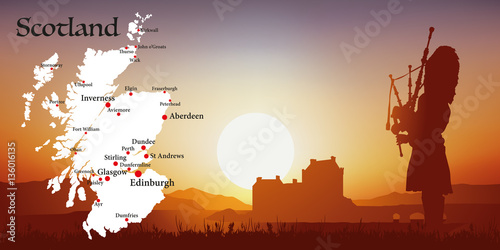 Ecosse - Tourisme - Carte - Coucher de soleil