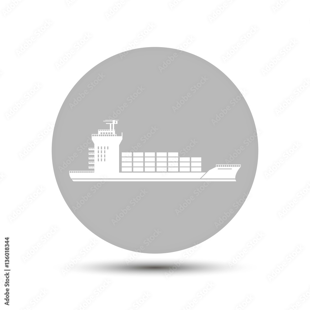 container ship vector icon on gray background